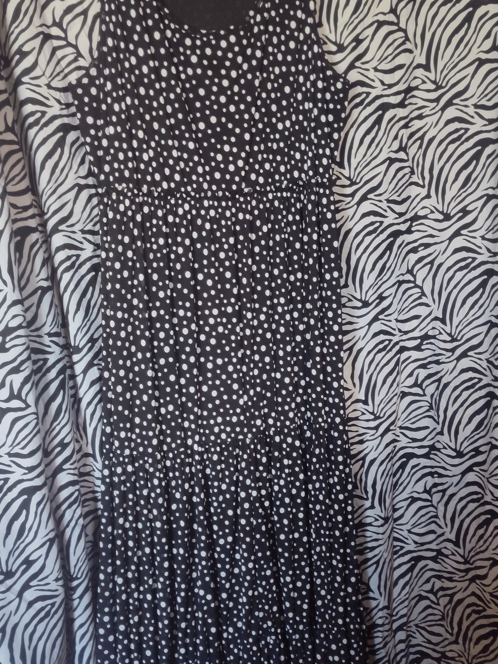 Relativity Black with White Polka Dot Maxi Dress